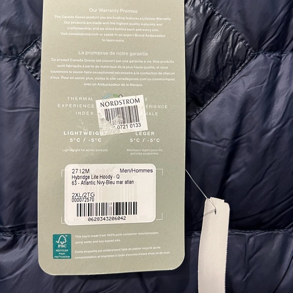 Canada Goose Men’s Hybridge Lite Hoody Atlantic Navy Blue Size 2XL - Picture 12 of 12